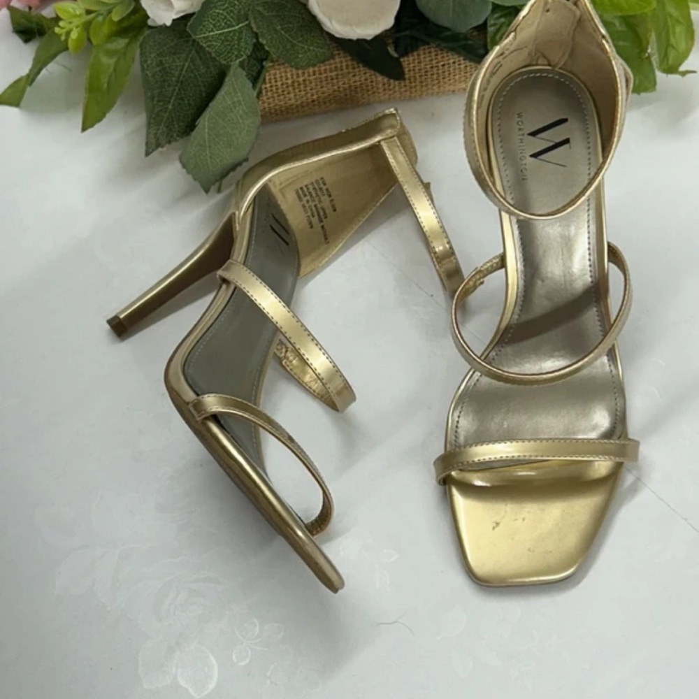 Worthington Gold Strappy Evening Heels
